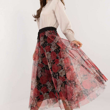 Black Tulle Midi Skirt 202883 With Viscose Lining Elegance - Très Elite