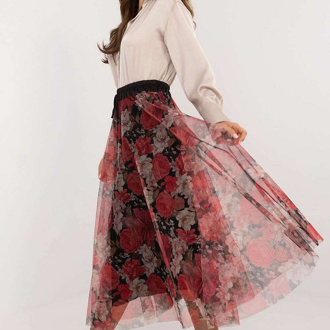 Black Tulle Midi Skirt 202883 With Viscose Lining Elegance