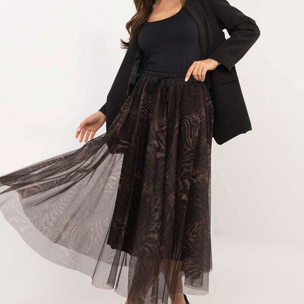 Black Tulle Midi Skirt 202883 With Viscose Lining Elegance