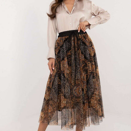 Black Tulle Midi Skirt 202883 With Viscose Lining Elegance