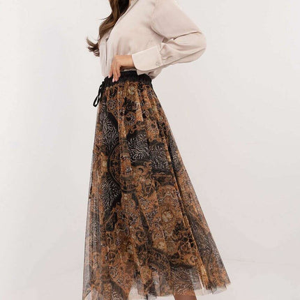 Black Tulle Midi Skirt 202883 With Viscose Lining Elegance - Très Elite