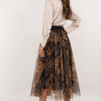 Black Tulle Midi Skirt 202883 With Viscose Lining Elegance - Très Elite