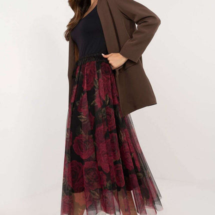 Black Tulle Midi Skirt 202883 With Viscose Lining Elegance - Très Elite