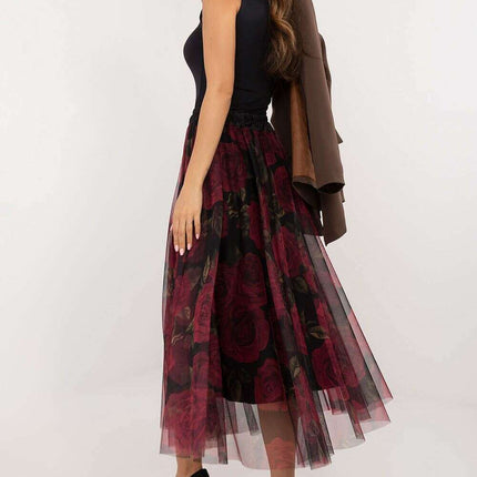 Black Tulle Midi Skirt 202883 With Viscose Lining Elegance - Très Elite