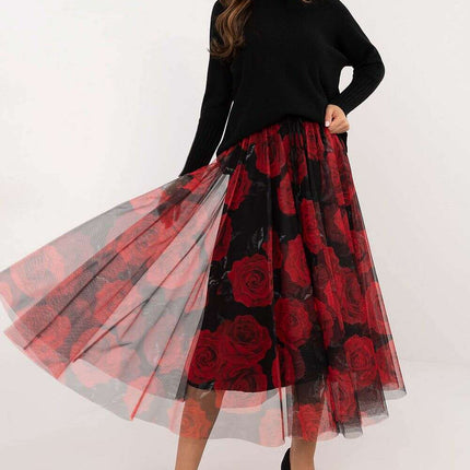 Black Tulle Midi Skirt 202883 With Viscose Lining Elegance