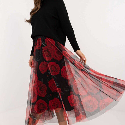 Black Tulle Midi Skirt 202883 With Viscose Lining Elegance - Très Elite