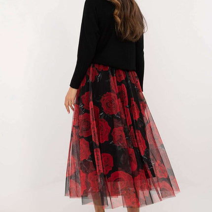 Black Tulle Midi Skirt 202883 With Viscose Lining Elegance - Très Elite