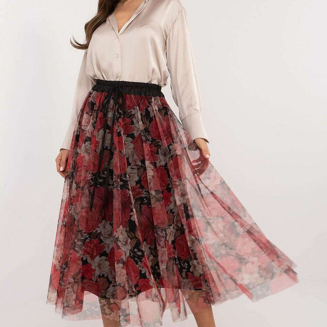 Black Tulle Midi Skirt 202883 With Viscose Lining Elegance