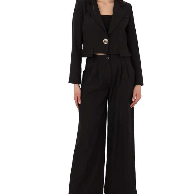 Black Two Piece Blazer And Trousers Set For Office Wear
