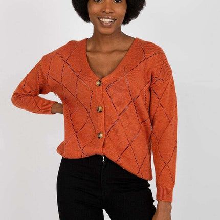 Black Womens Cardigan 208629 Lace Pattern Wool Blend - Très Elite
