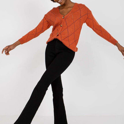 Black Womens Cardigan 208629 Lace Pattern Wool Blend - Très Elite