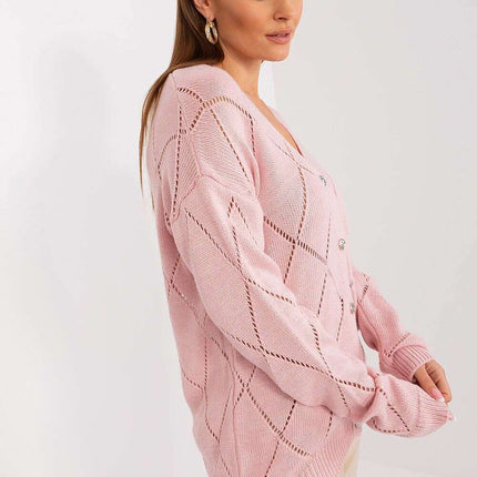 Black Womens Cardigan 208629 Lace Pattern Wool Blend - Très Elite