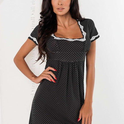 Black nightie with small white dots Nightshirt