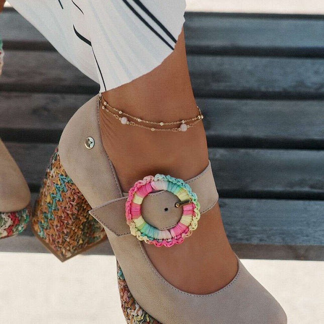 Block heel pumps model 212999