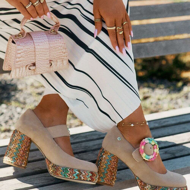 Block heel pumps model 212999