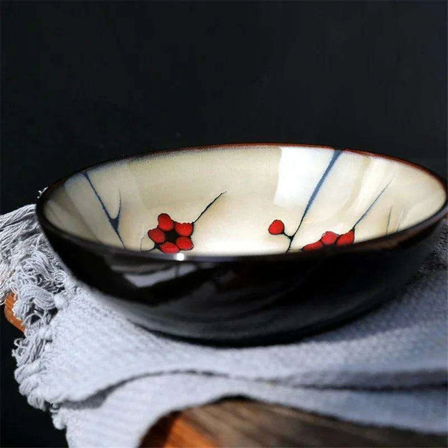 Blossom Serenity: Artisan Hand-Painted Ramen Bowl - Japanese Culinary Masterpiece