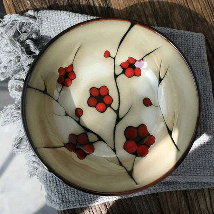 Blossom Serenity: Artisan Hand-Painted Ramen Bowl - Japanese Culinary Masterpiece - Très Elite