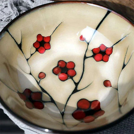 Blossom Serenity: Artisan Hand-Painted Ramen Bowl - Japanese Culinary Masterpiece - Très Elite