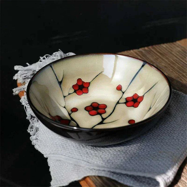 Blossom Serenity: Artisan Hand-Painted Ramen Bowl - Japanese Culinary Masterpiece