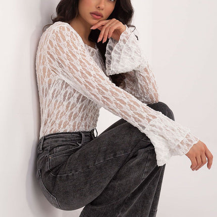 Elegant Fitted Lace Blouse Model 222446 Viscose Elastane For Formal Occasions - Très Elite