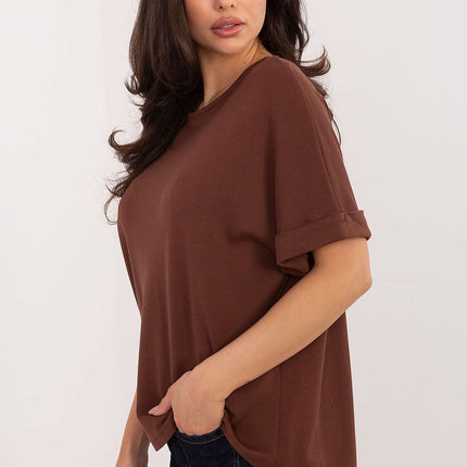 Womens Cotton Modal Blend Blouse 222508 Short Sleeves Everyday Wear - Très Elite