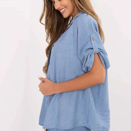 Blue Boho Style Shirt Model 214054 For Women Lightweight - Très Elite