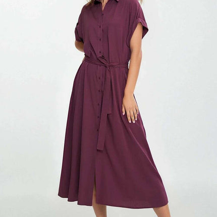 Blue Day Dress With Linen Rayon Relaxed Fit Knee Length