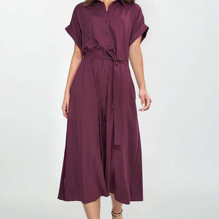 Blue Day Dress With Linen Rayon Relaxed Fit Knee Length - Très Elite