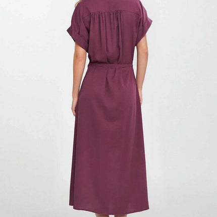 Blue Day Dress With Linen Rayon Relaxed Fit Knee Length - Très Elite