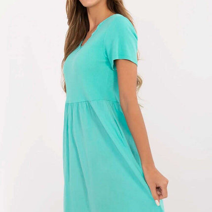 Blue Daydress 213795 Flared Cotton Elastane Comfort Dress - Très Elite