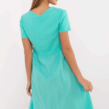 Blue Daydress 213795 Flared Cotton Elastane Comfort Dress - Très Elite