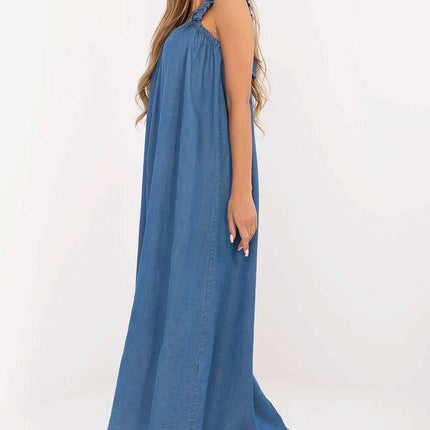 Blue Daydress 214478 Lyocell Maxi With Denim Silhouette - Très Elite