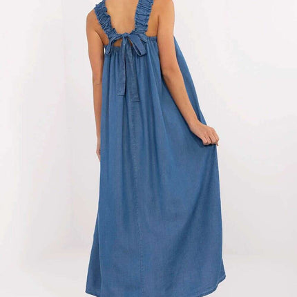 Blue Daydress 214478 Lyocell Maxi With Denim Silhouette - Très Elite