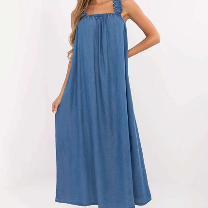 Blue Daydress 214478 Lyocell Maxi With Denim Silhouette - Très Elite