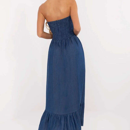 Blue Daydress Flared Maxi Lyocell Sleeveless Summer - Très Elite