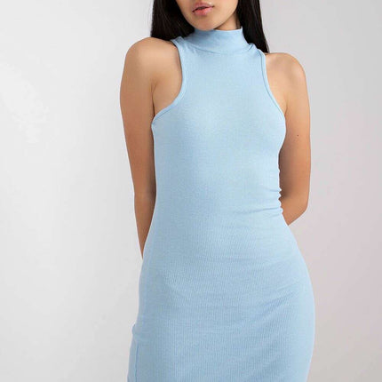 Blue Daydress Knit Pencil Dress Knee Length Elegant - Très Elite