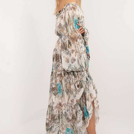 Blue Daydress Maxi 202414 Boho Delicate Floral Ruffle Hem - Très Elite