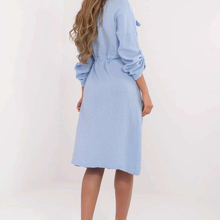 Blue Daydress Model 213316 Shirt Cut Midi Cotton Dress - Très Elite