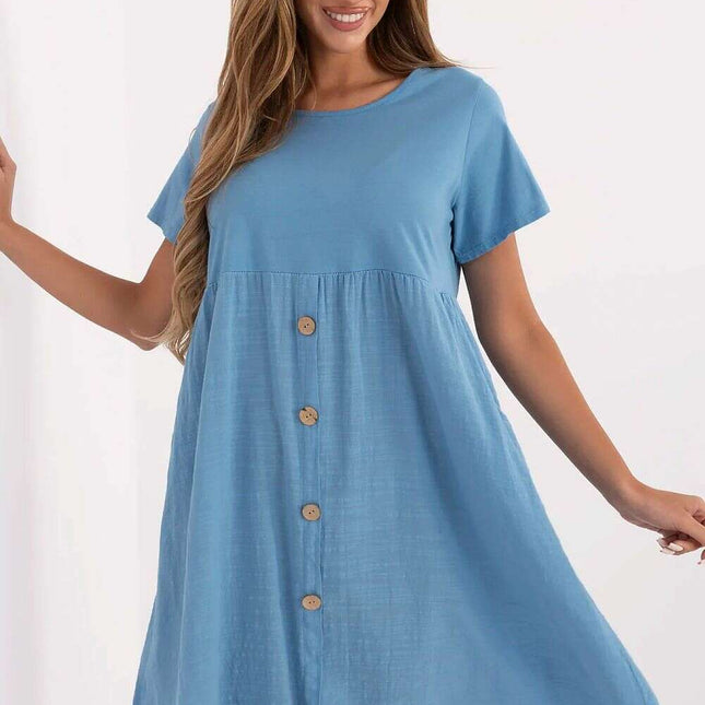 Blue Daydress Model 213827 Flared Cotton Summer Dress