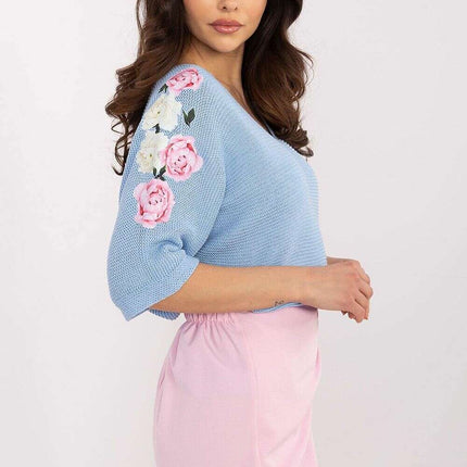 Blue Jumper Model 208522 Women Knit Sweater Soft Luxury - Très Elite