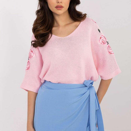 Blue Jumper Model 208522 Women Knit Sweater Soft Luxury - Très Elite