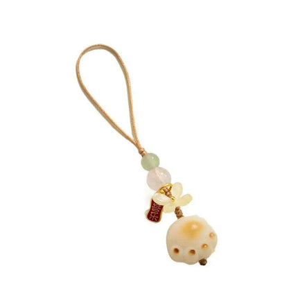 Bodhi Root Fortune Cat Paw Keychain - Traditional Chinese Lucky Amulet - Très Elite