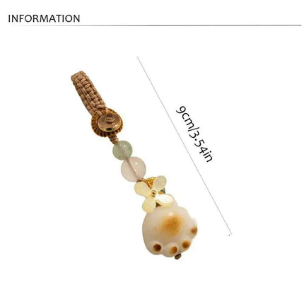 Bodhi Root Fortune Cat Paw Keychain - Traditional Chinese Lucky Amulet - Très Elite