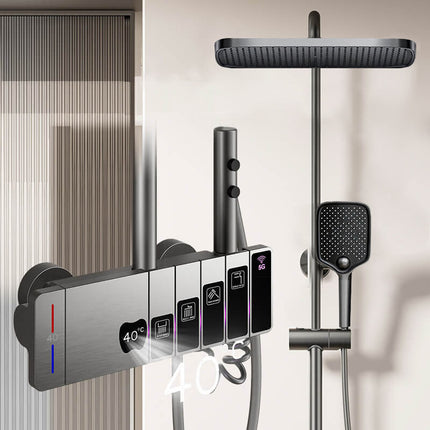 Elegant Piano Key Design Shower System with LED Lighting & Rai