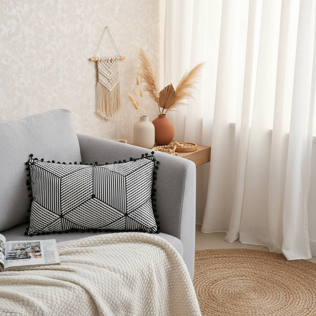 Bohemian Bliss: Tassel-Embellished Moroccan Cushion Cover - Très Elite