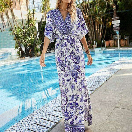Bohemian Bliss V-Neck Maxi Dress for Summer Getaways - Très Elite