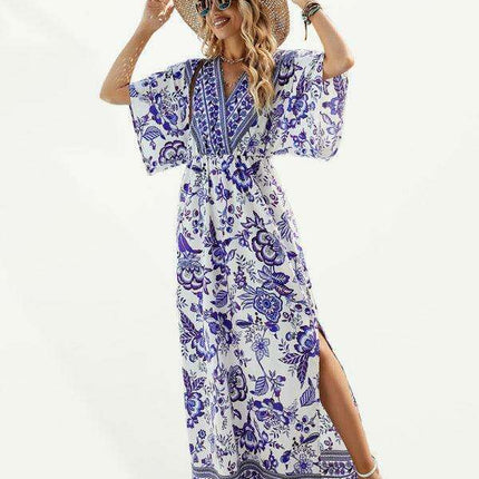 Bohemian Bliss V-Neck Maxi Dress for Summer Getaways