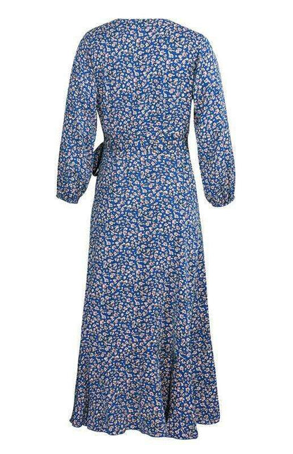 Bohemian Blossom Floral Lantern Sleeve Dress - Lightweight Rayon Blend Choice