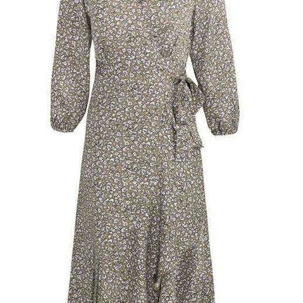 Bohemian Blossom Floral Lantern Sleeve Dress - Lightweight Rayon Blend Choice - Très Elite