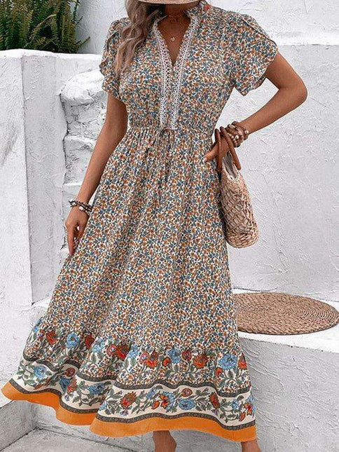 Bohemian Blossom V-Neck Summer Dress